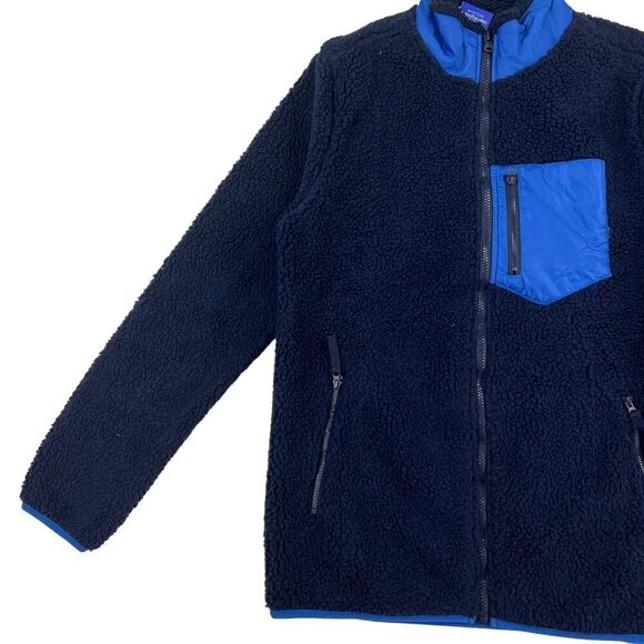New Pacific & Park Men US S Navy Blue Sherpa Fleece Jacket Zip-Up Pockets Coat - Picture 9 of 13